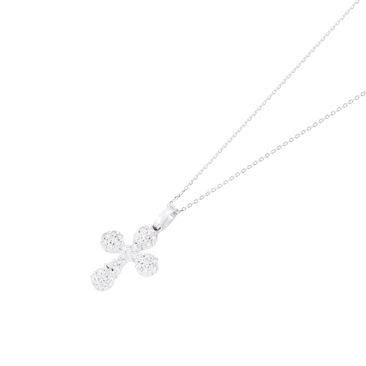 Collar Oro Blanco 18kt Cruz y Diamantes 15 Pts 1