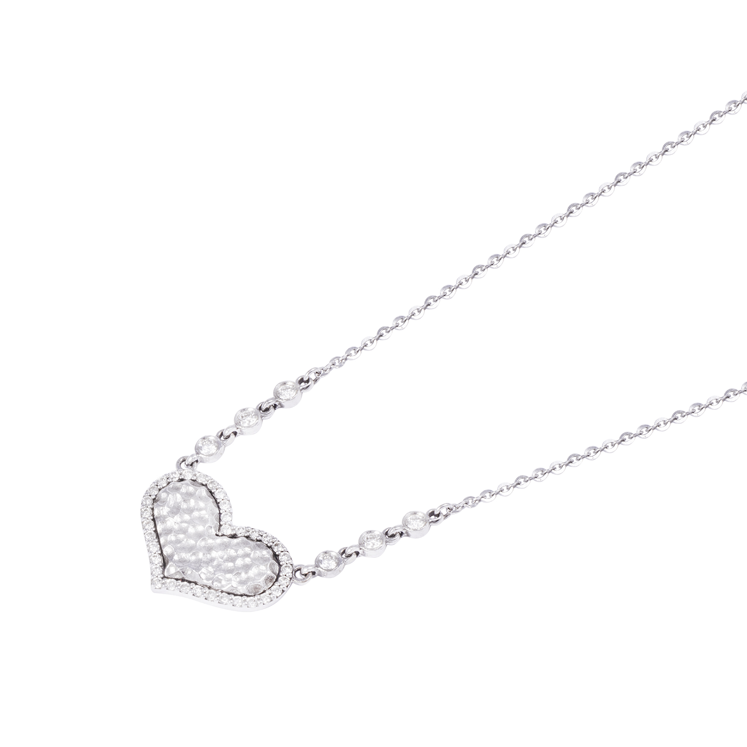 Collar Oro Blanco 18kt Corazón y Diamantes 27 Pts 1