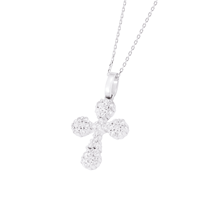 Collar Oro Blanco 18kt Cruz y Diamantes 15 Pts 2