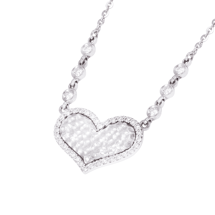Collar Oro Blanco 18kt Corazón y Diamantes 27 Pts 2