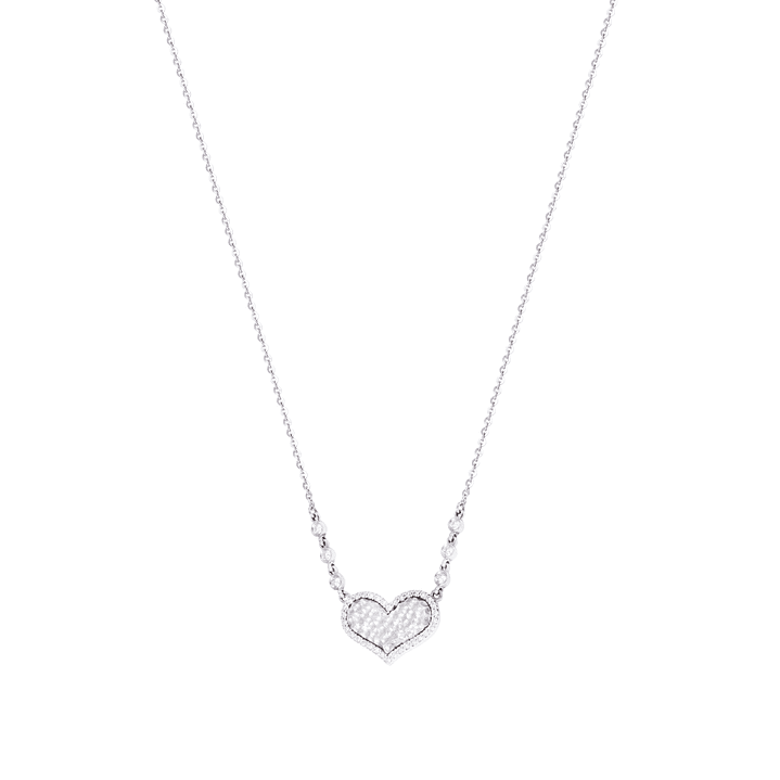 Collar Oro Blanco 18kt Corazón y Diamantes 27 Pts 3