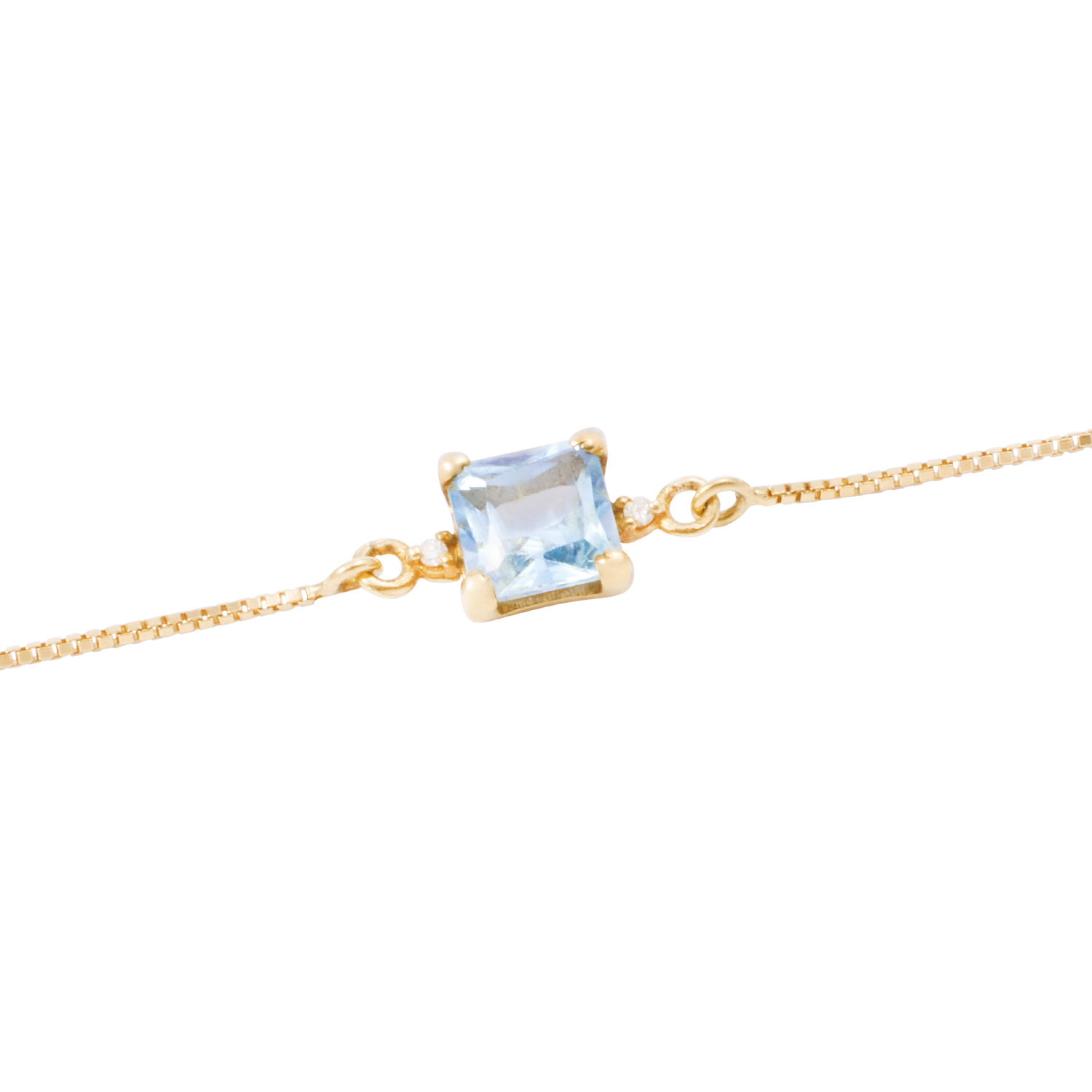 Pulsera Oro Amarillo 18kt Diamante 2x0,5 Pts y Topacio Azul 2