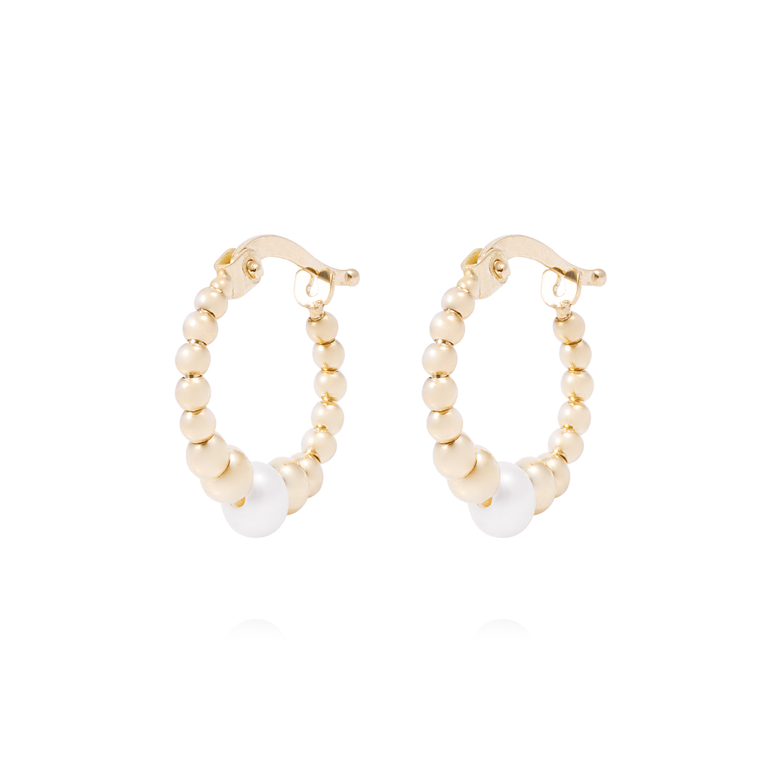 Aros de Oro de 18kt Argollas y perlas 1