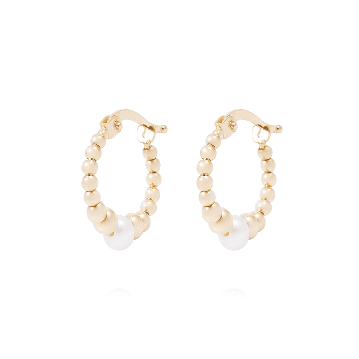 Aros de Oro de 18kt Argollas y perlas 1