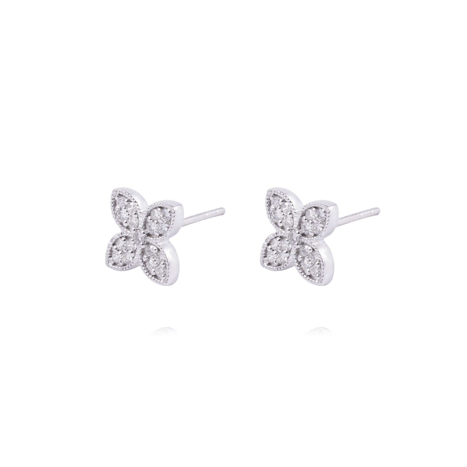 Aros de Oro 18 kt Trébol 32 puntos de diamante 2