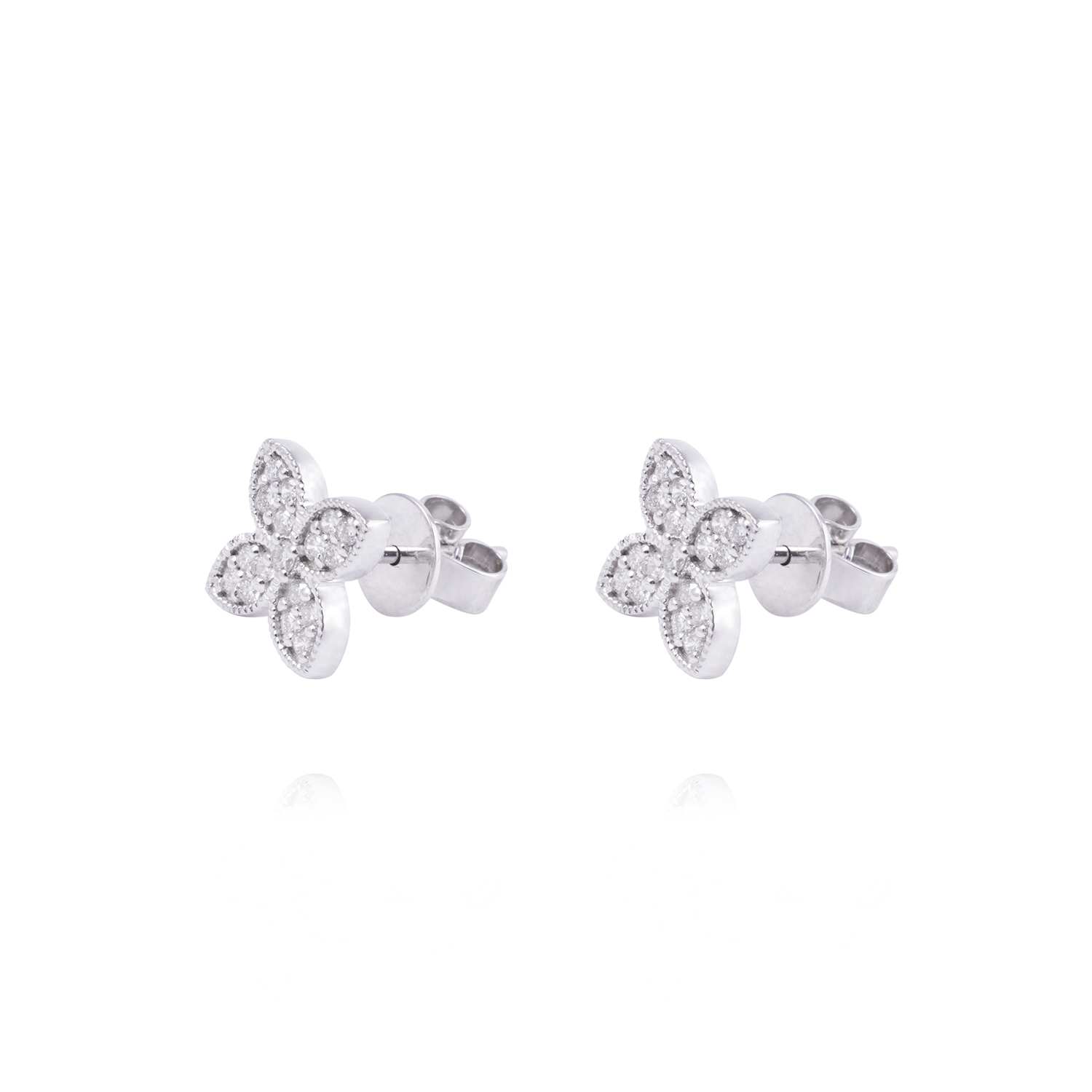 Aros de Oro 18 kt Trébol 32 puntos de diamante 1