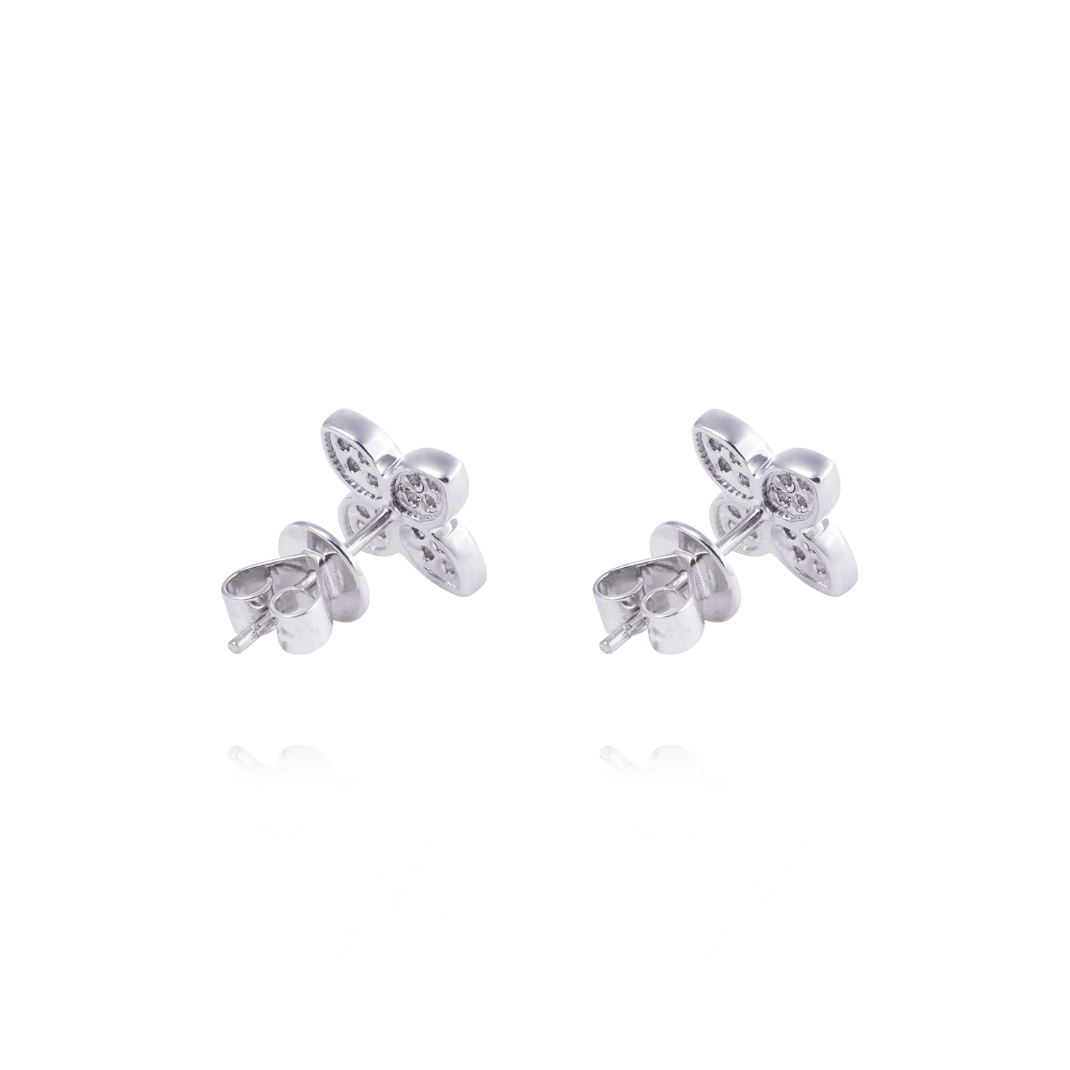Aros de Oro 18 kt Trébol 32 puntos de diamante 3