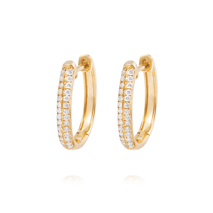 Aros de Oro 18 kt Argollas 21 puntos de diamante