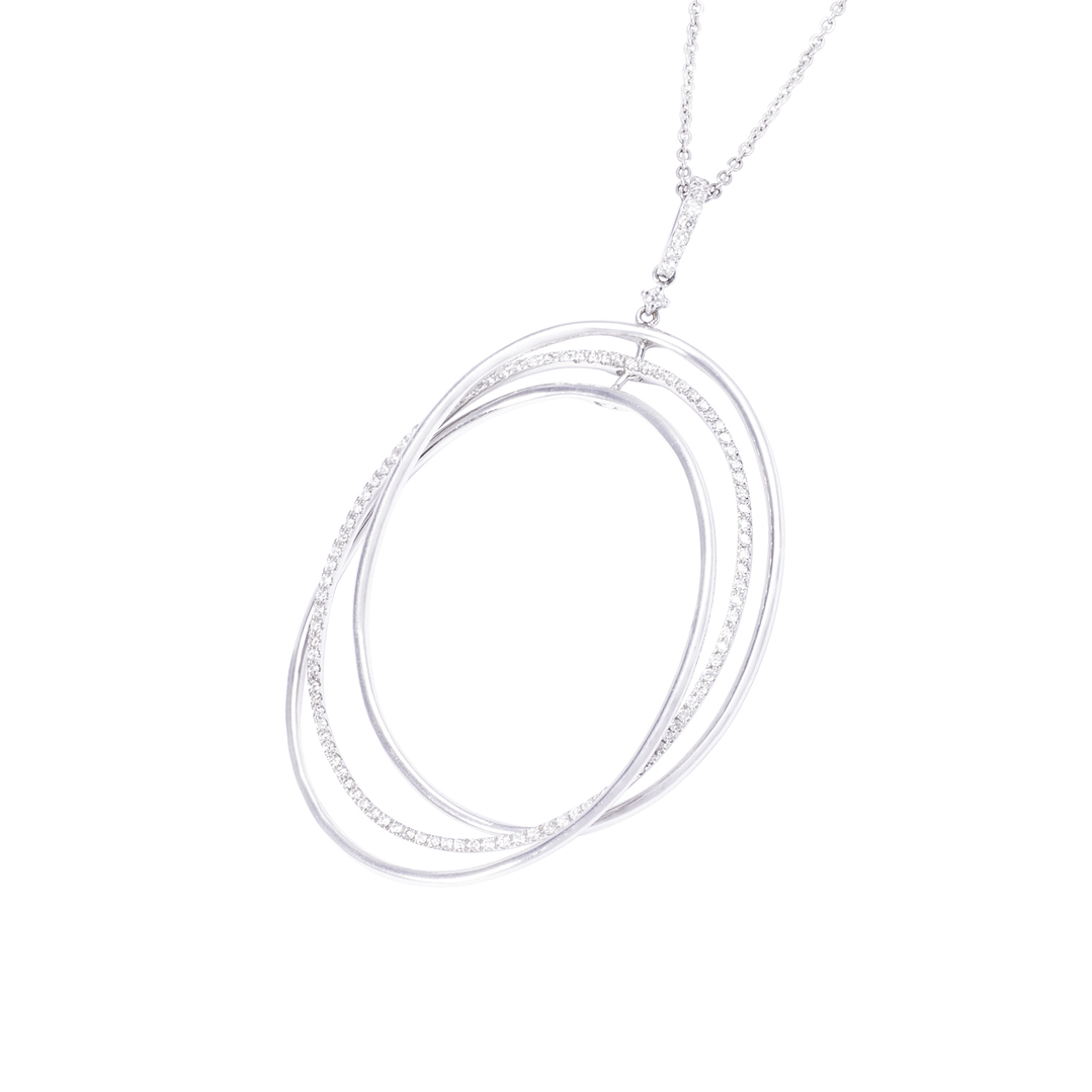 Collar Oro Blanco 18kt Tres Círculos Diamantes 72 Pts 2