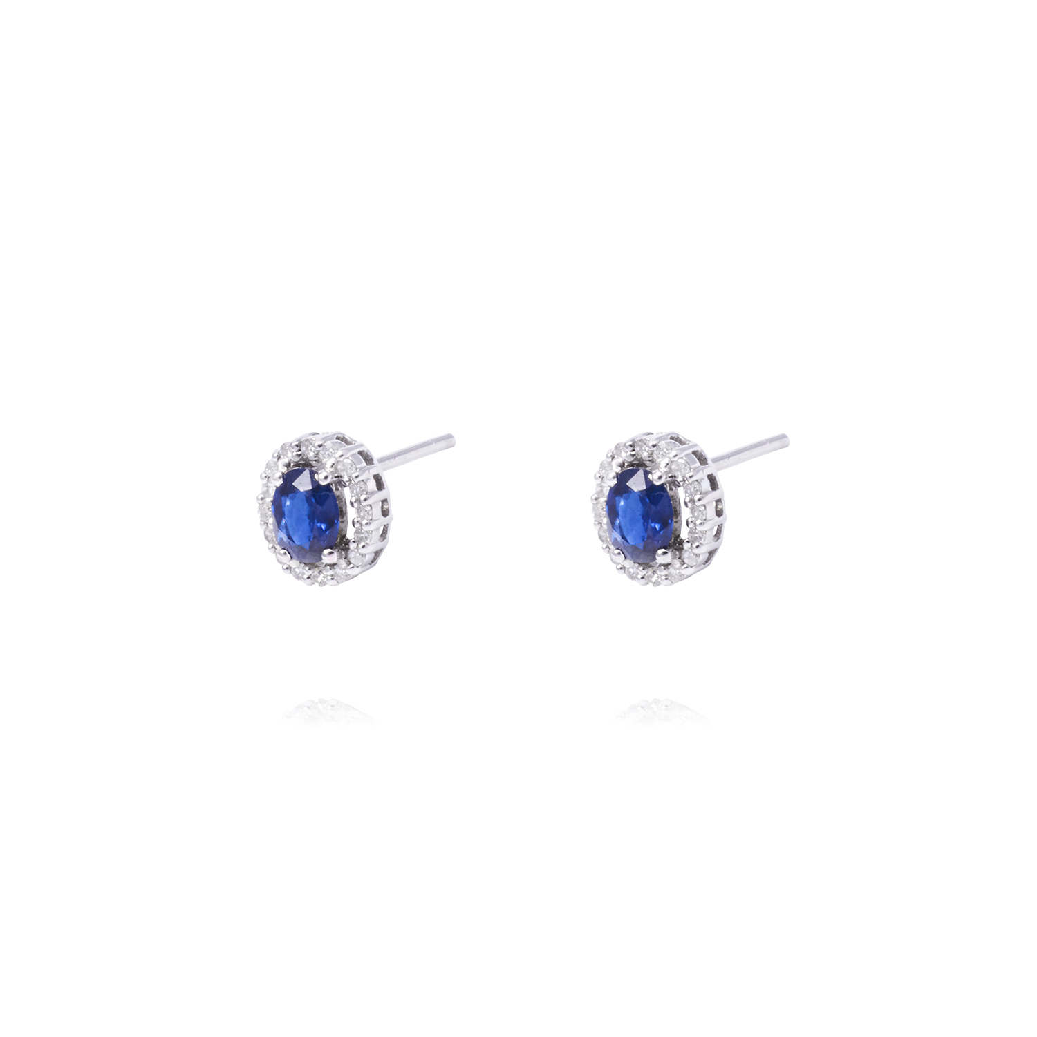 Aros Oro Blanco 18kt Diamantes 30 Pts y Zafiro 1,34 Qlts 1