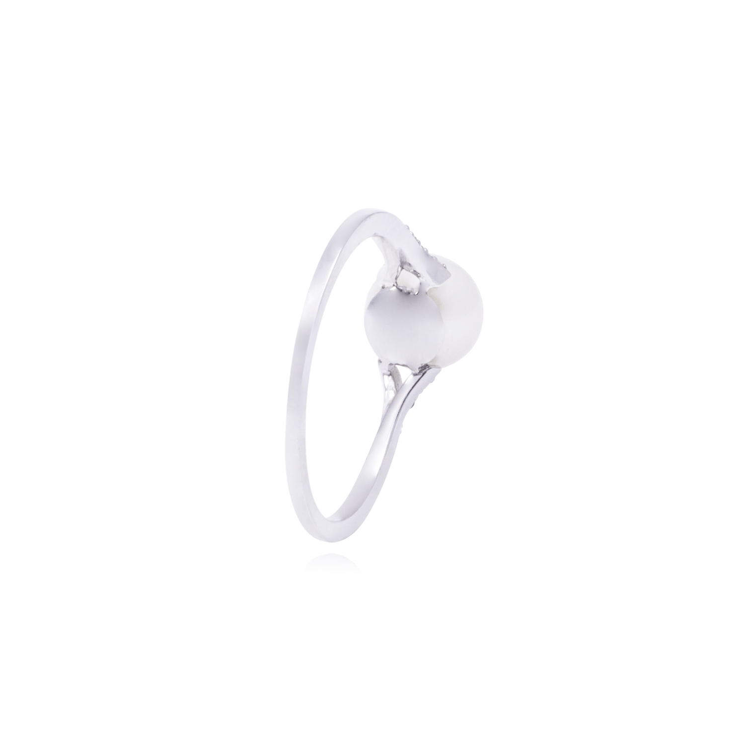 Anillo Oro Blanco 18kt Diamantes 5 Pts y Perla 7mm 3