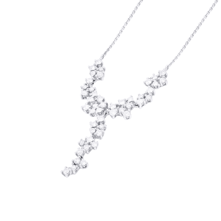 Collar Oro Blanco 18kt Diseño de Diamantes Colgantes 106 Pts 2