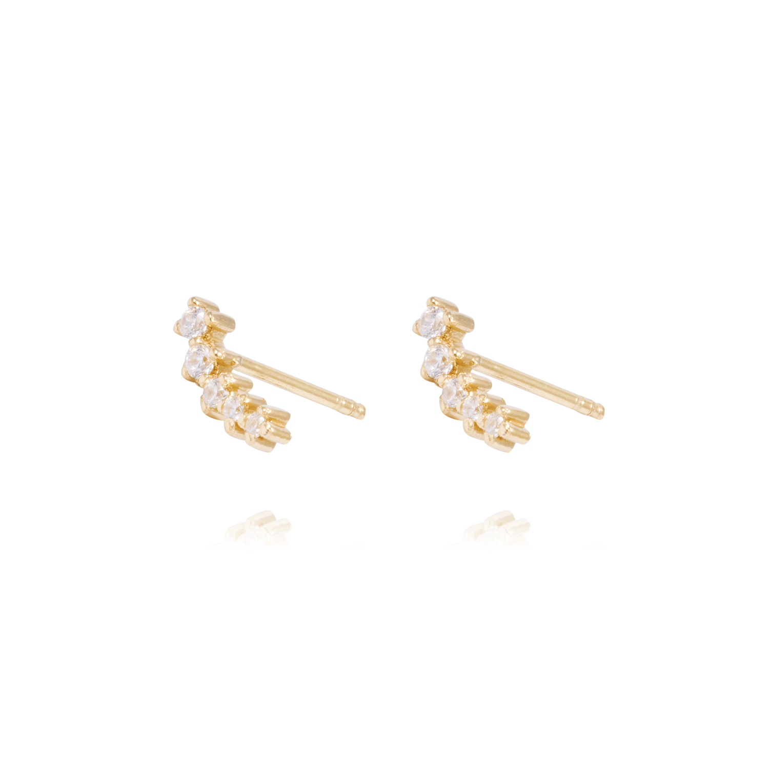 Aros Oro Amarillo 18kt Escalonados 5 Circonitas 1