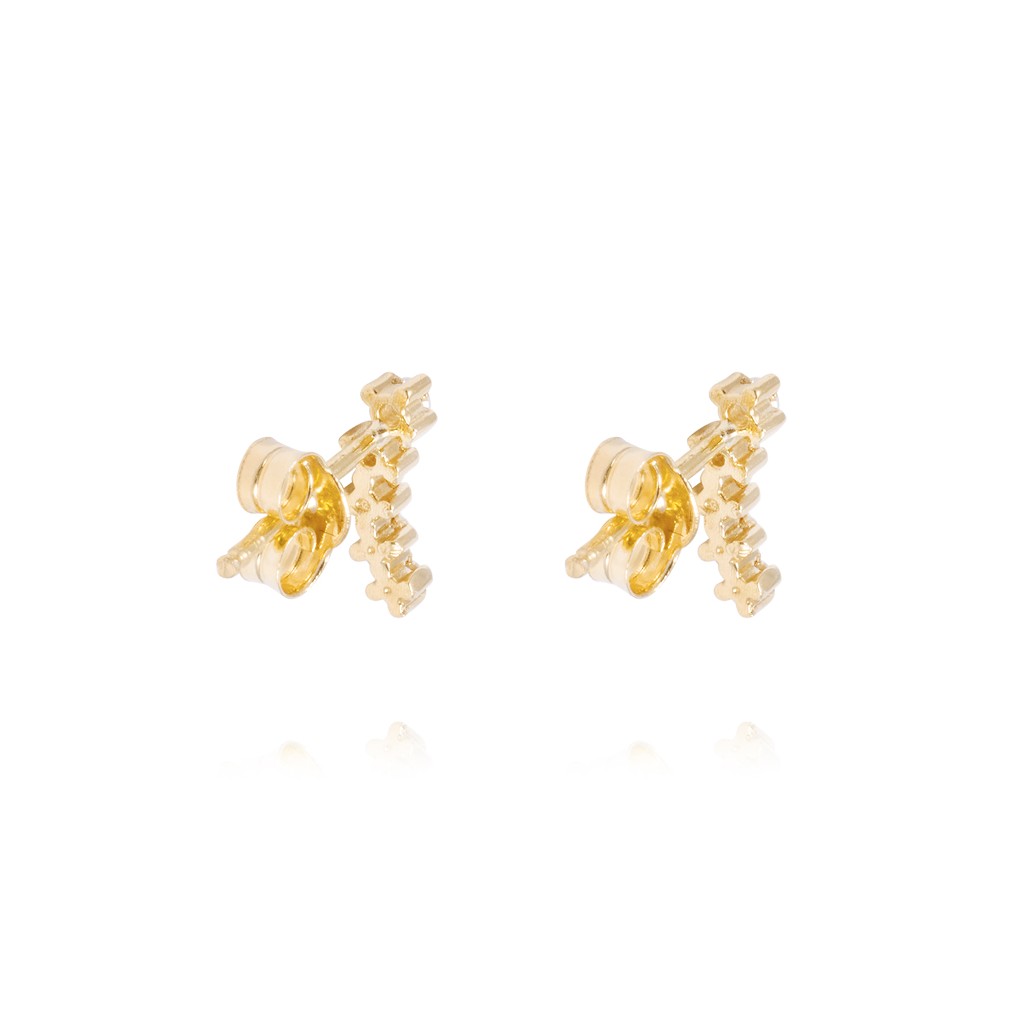 Aros Oro Amarillo 18kt Escalonados 5 Circonitas 3