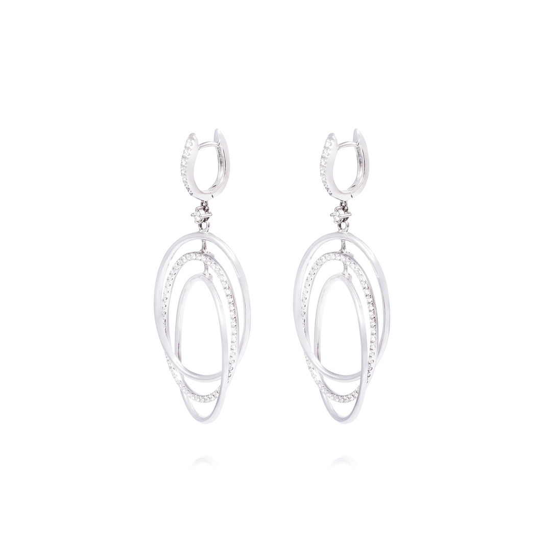 Aros Oro Blanco 18kt Tres Círculos Diamantes 78 Pts 1