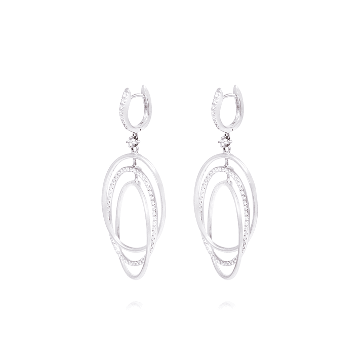 Aros Oro Blanco 18kt Tres Círculos Diamantes 78 Pts 1