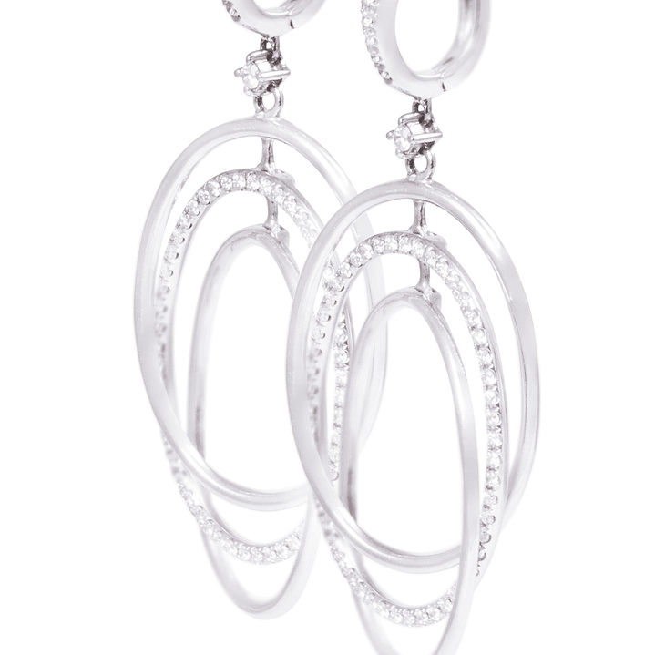 Aros Oro Blanco 18kt Tres Círculos Diamantes 78 Pts 2