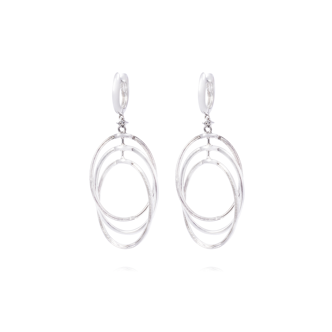 Aros Oro Blanco 18kt Tres Círculos Diamantes 78 Pts 3