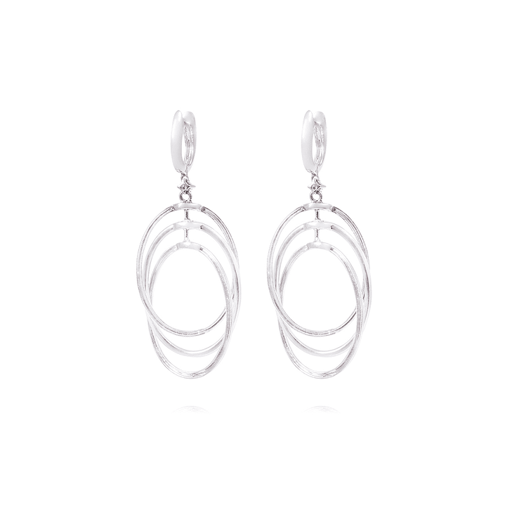 Aros Oro Blanco 18kt Tres Círculos Diamantes 78 Pts 3