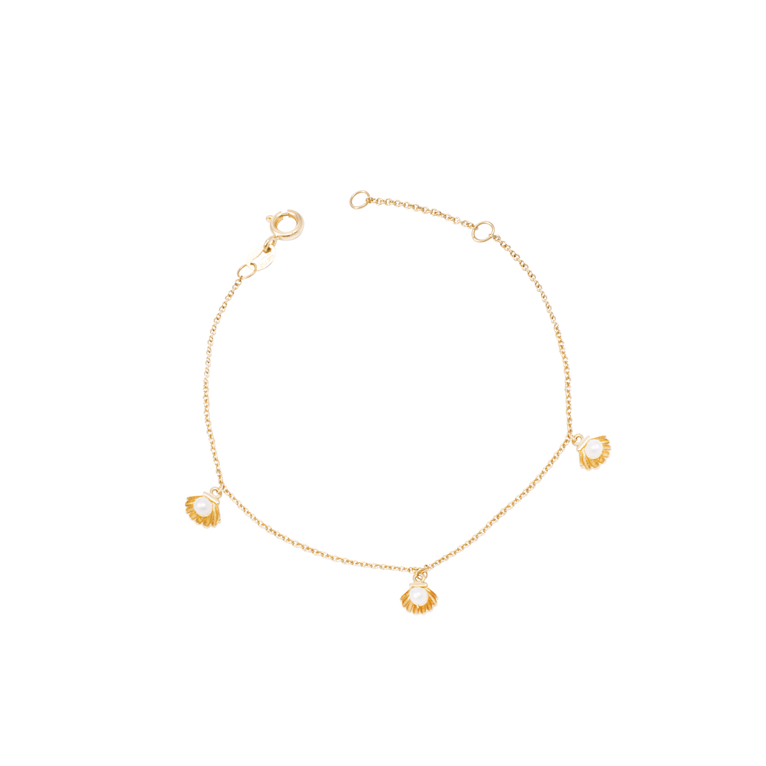 Pulsera Oro Amarillo 18kt Perlas y Conchitas 1