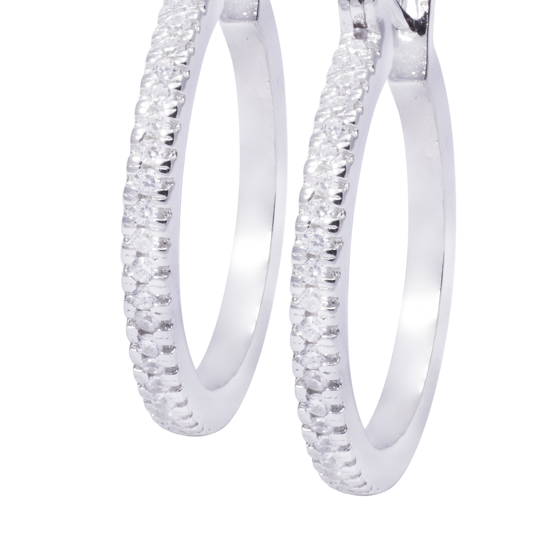 Aros Plata Esterlina 925 Argollas Circonitas en Pavé 2