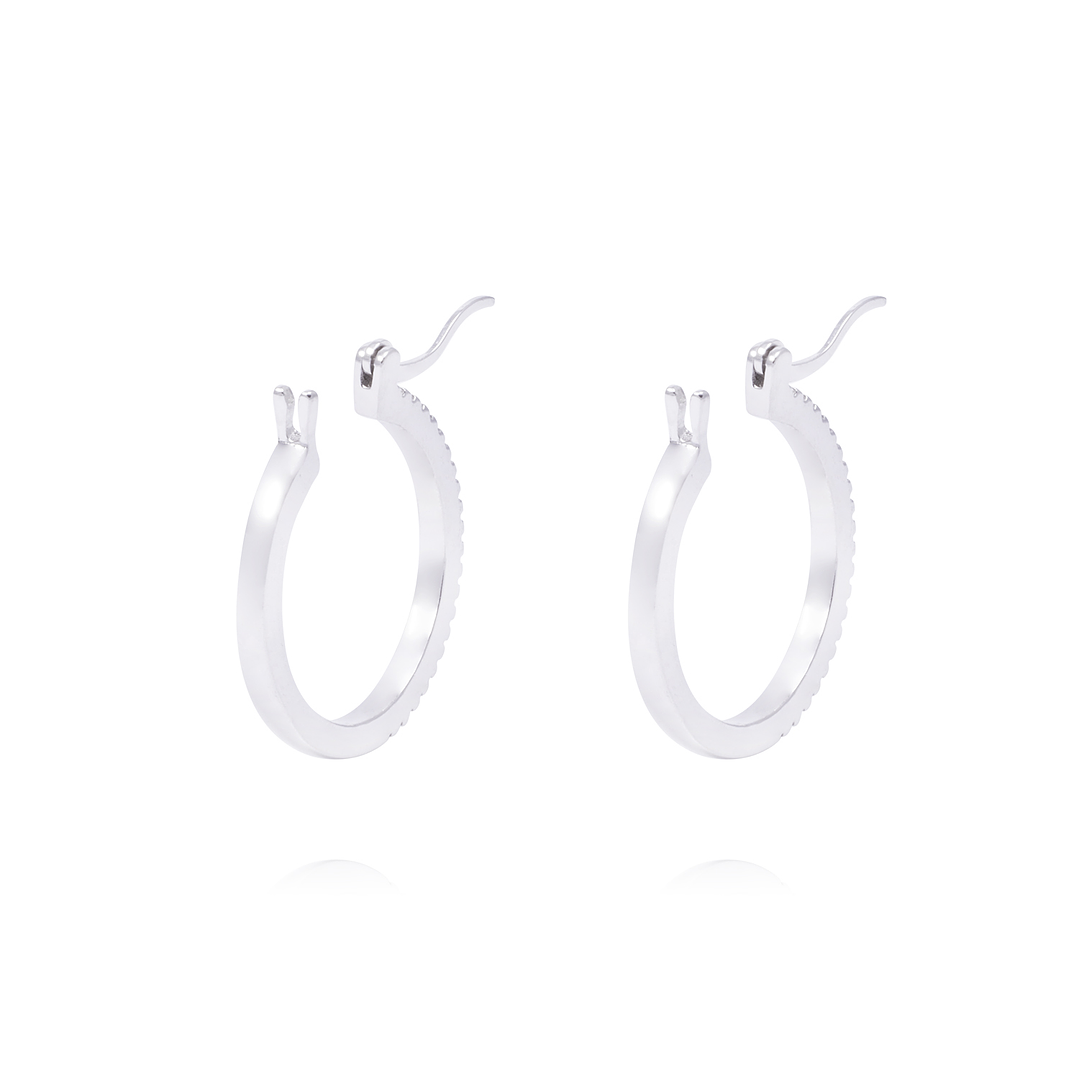 Aros Plata Esterlina 925 Argollas Circonitas en Pavé 3