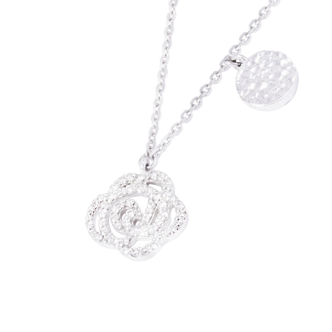 Collar Oro Blanco 18kt Rosa y Diamantes 15 Pts 2