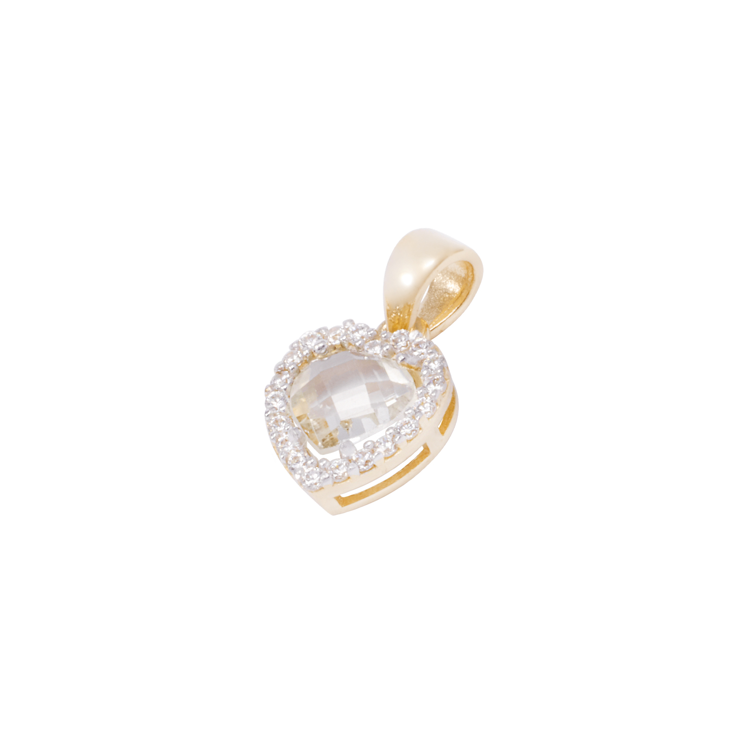 Colgante Oro Amarillo 18kt Corazón adornado con Circonitas 1