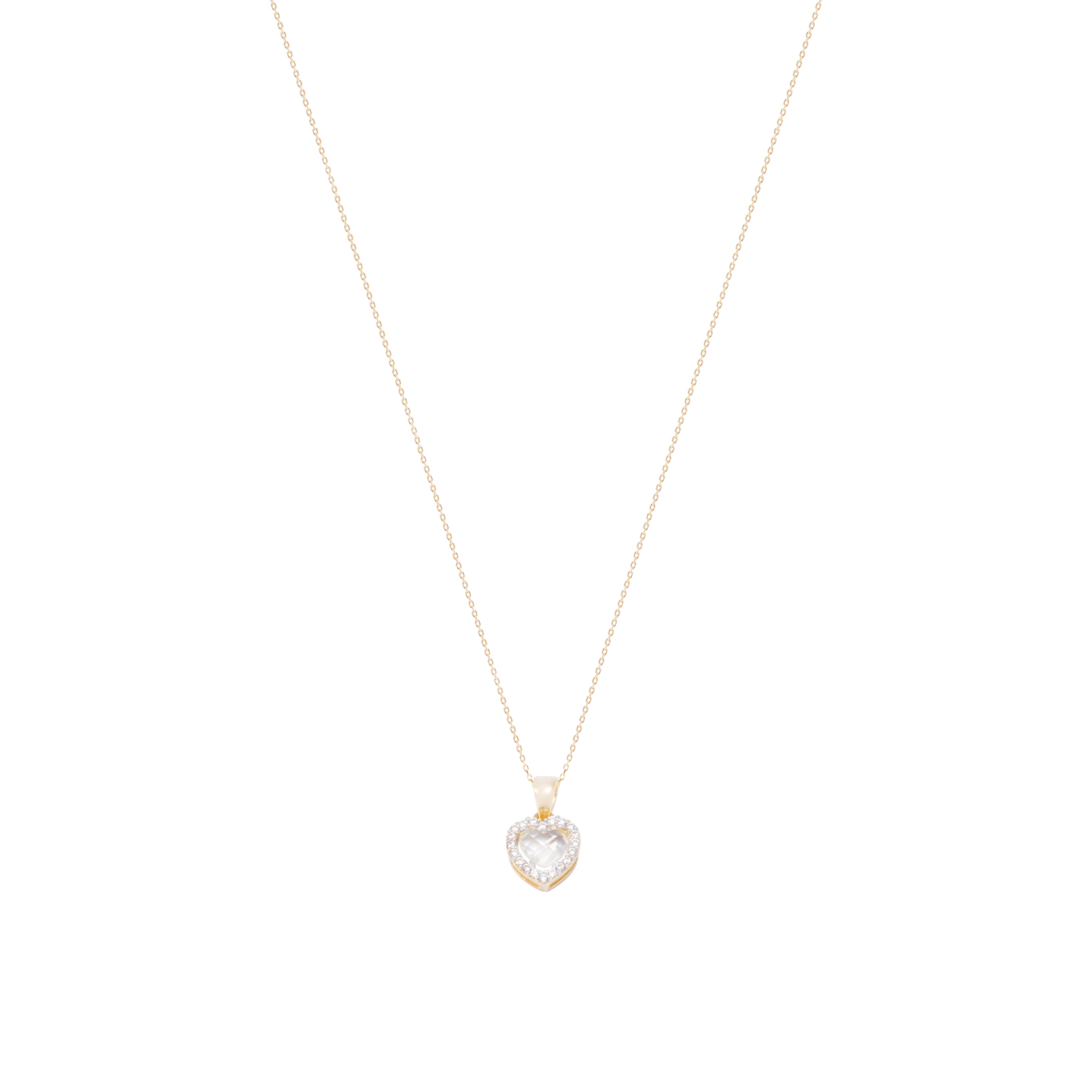 Colgante Oro Amarillo 18kt Corazón adornado con Circonitas 3