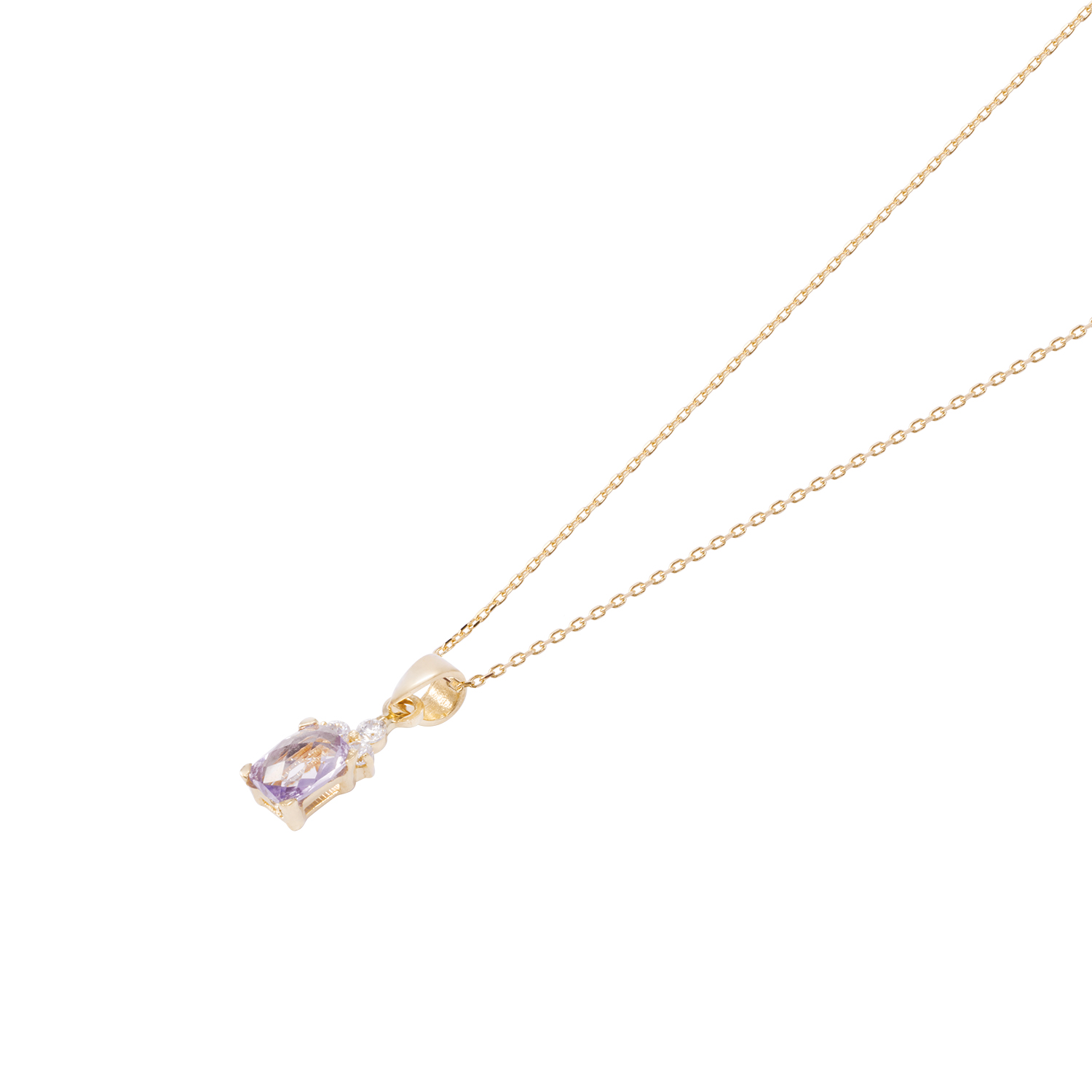 Colgante Oro Amarillo 18kt Amatista Cz Y Circonitas 2
