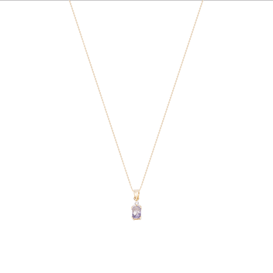 Colgante Oro Amarillo 18kt Amatista Cz Y Circonitas 3