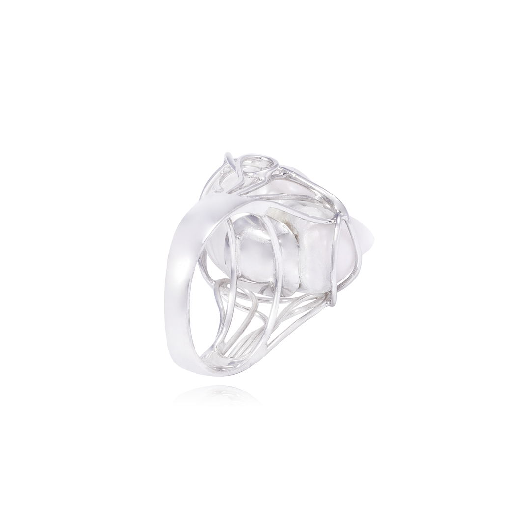 Anillo Oro Blanco 18kt Perla Nácar 3