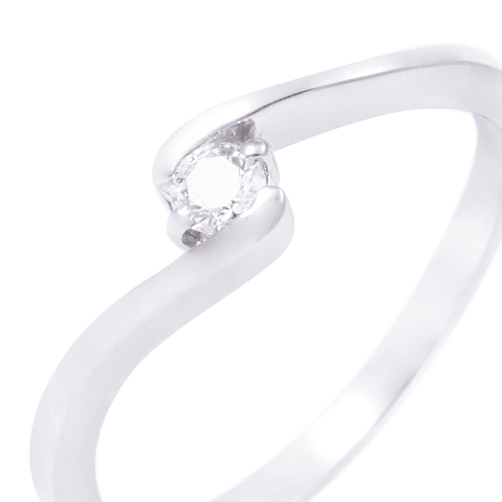 Anillo Compromiso de Oro de 18kt Solitario 12 puntos de diamante 2