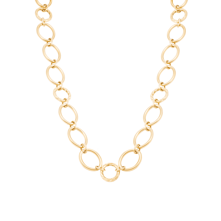 Collar Oro Amarillo 18kt Óvalos y Círculos con Diseño 3