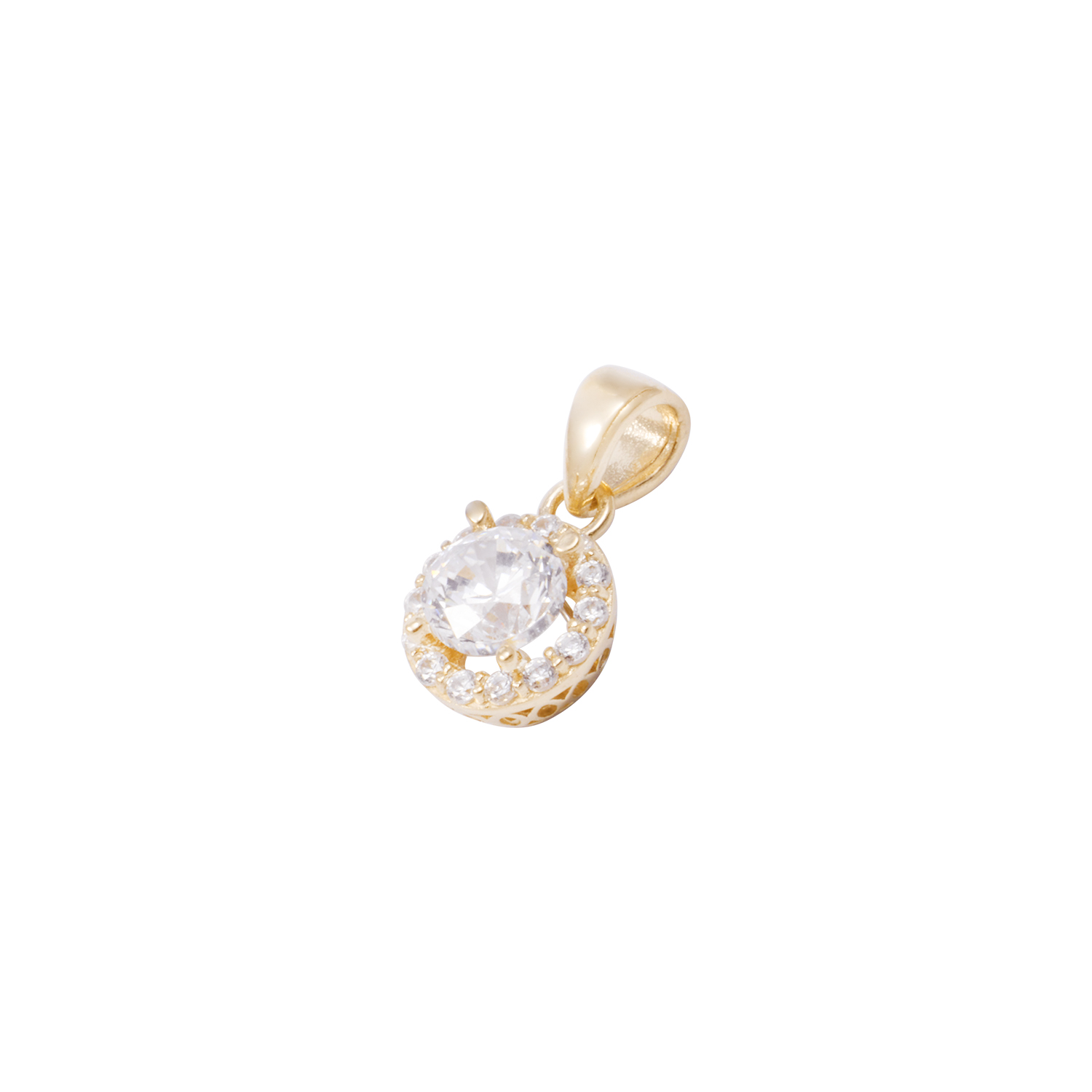 Colgante Oro Amarillo 18kt Circonita con Base Calada 1
