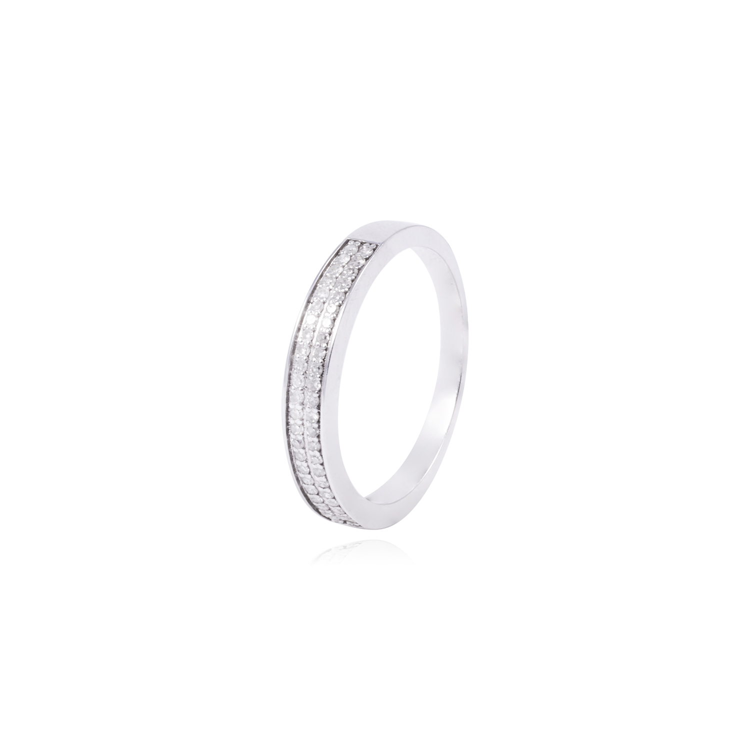 Anillo de Oro Blanco 18kt con Diamantes de Riel 18kt Riel 19 Pts Corte Brillante SI/H 16 1