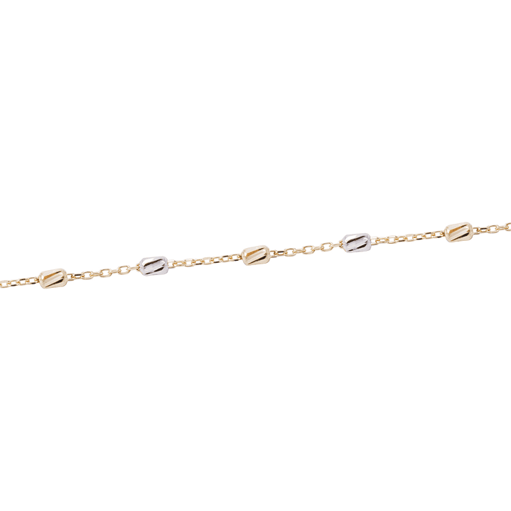 Tobillera Oro Amarillo 18kt Eslabones Tricolor 2