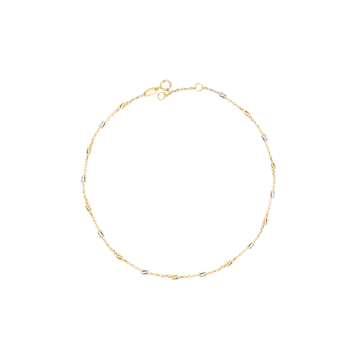 Tobillera Oro Amarillo 18kt Eslabones Tricolor 1