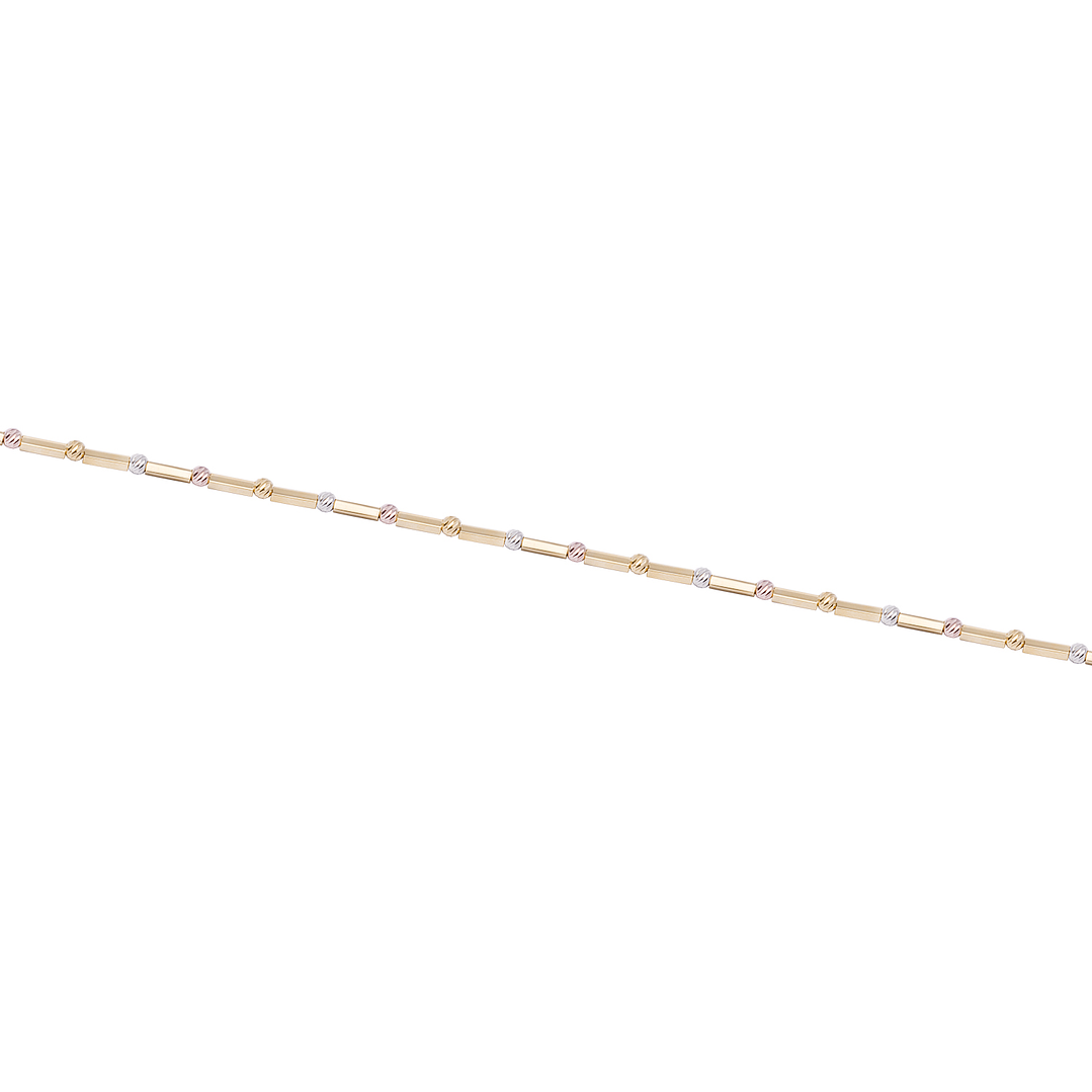 Pulsera Oro Amarillo 18kt Bolitas Tricolores 3