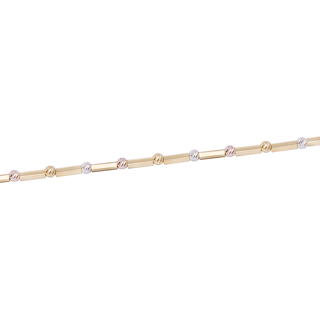 Pulsera Oro Amarillo 18kt Bolitas Tricolores 2