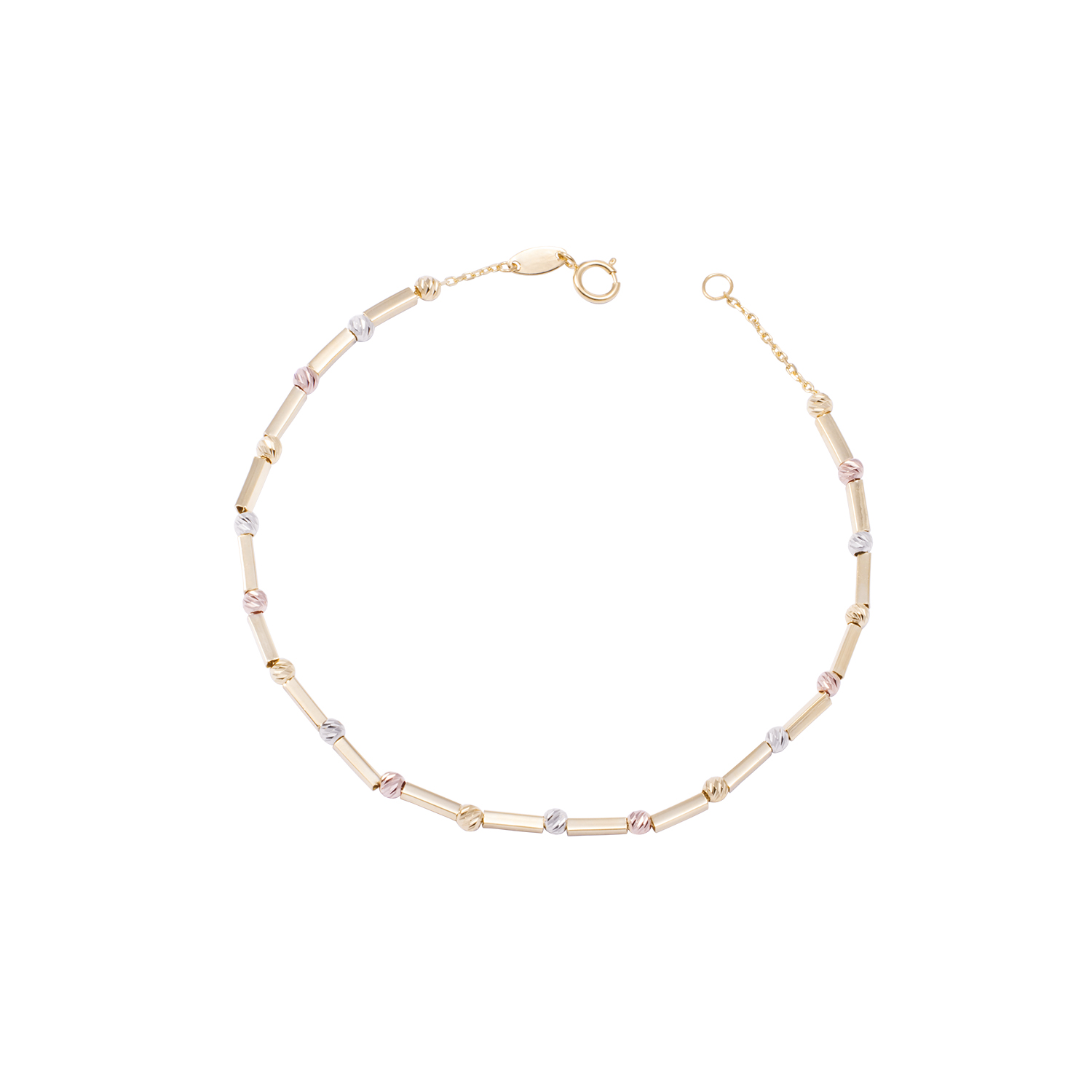 Pulsera Oro Amarillo 18kt Bolitas Tricolores 1