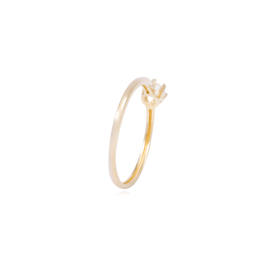 Anillo Oro Amarillo 18kt Solitario con Engaste de Corona 3