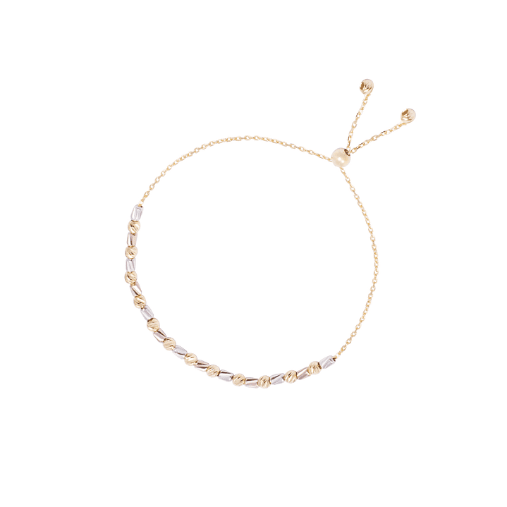 Pulsera Oro Amarillo 18kt Detalles Tricolor Ajustable 1