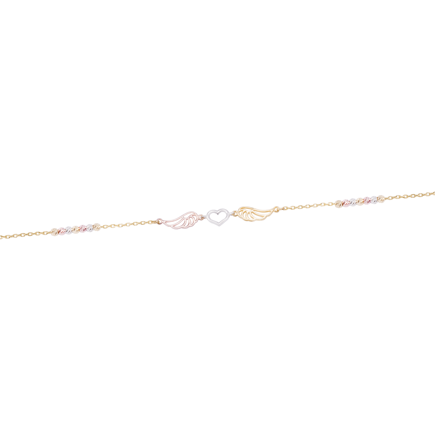 Pulsera Oro Bicolor 18kt Corazón y Alas 3