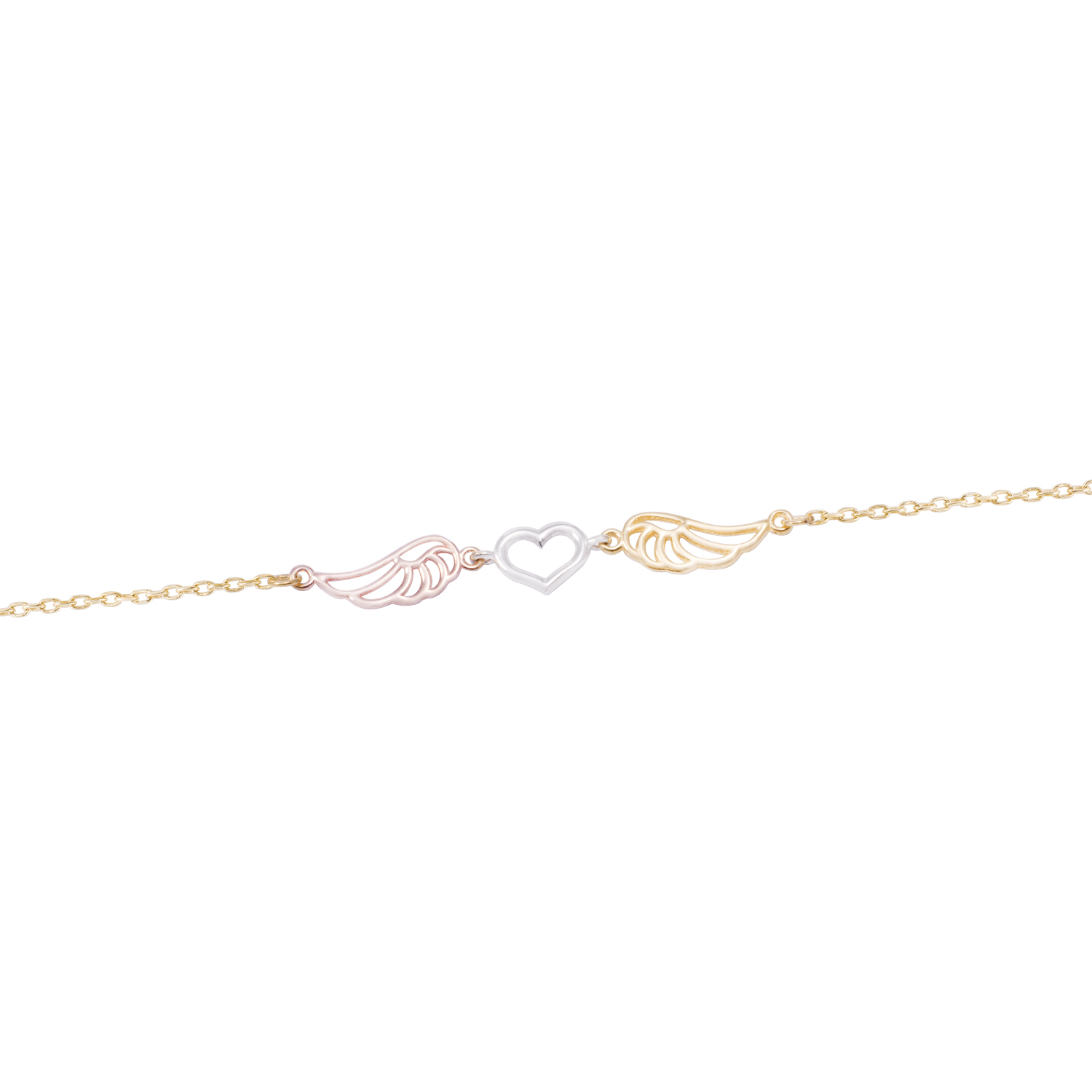 Pulsera Oro Bicolor 18kt Corazón y Alas 2