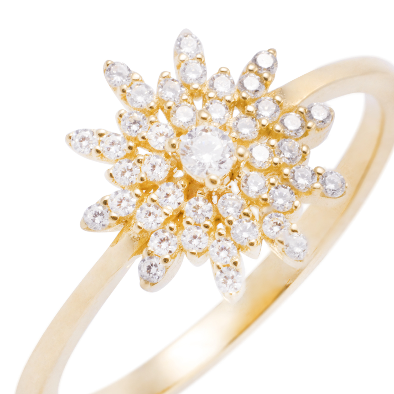 Anillo Oro Amarillo 18kt Copo de Circonitas 2