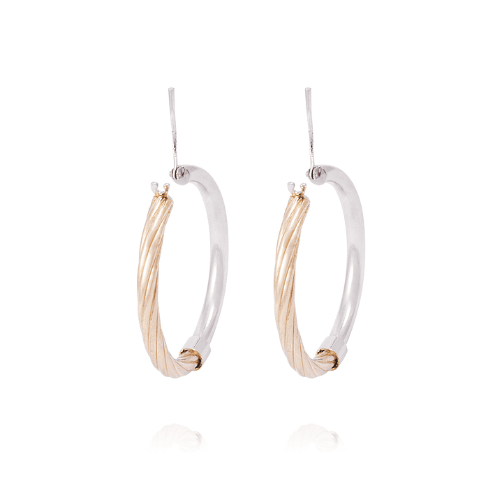 Aros de Plata Esterlina 925 Argollas Bicolor Revestido en Oro 18kt 3