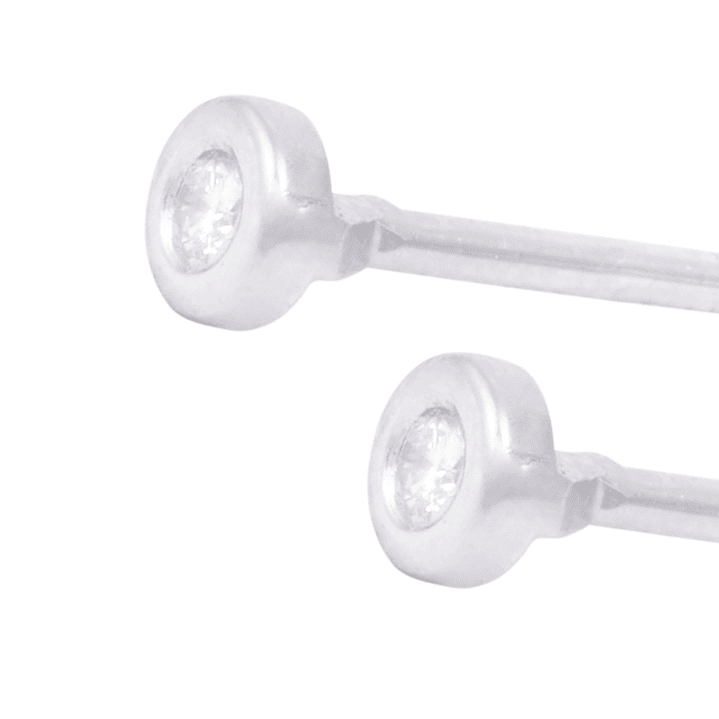 Aros de Oro Blanco 18kt Punto de Luz con Diamante 6Pts 2