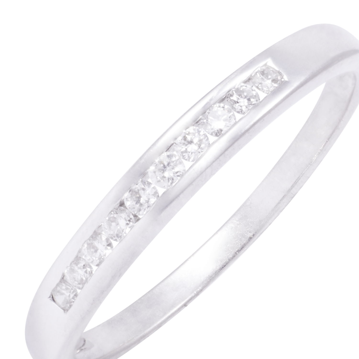 Anillo de Oro Blanco 18kt Riel con Diamantes 10Pts 2