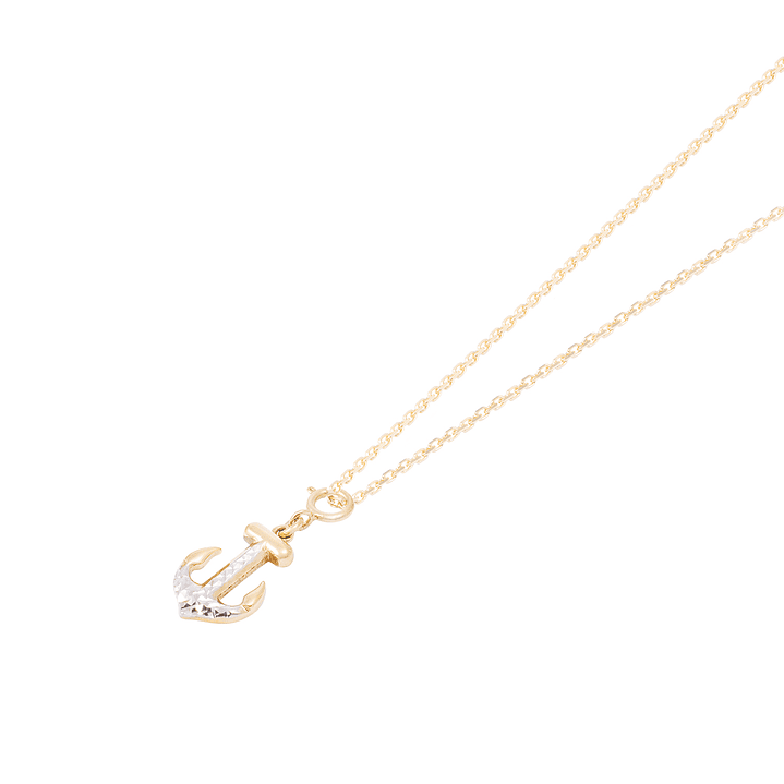 Colgante de Oro Amarillo 18kt Dije Ancla Bicolor 3
